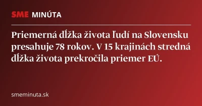 Priemerná dĺžka života ľudí na Slovensku presahuje 78 rokov - SME Minúta